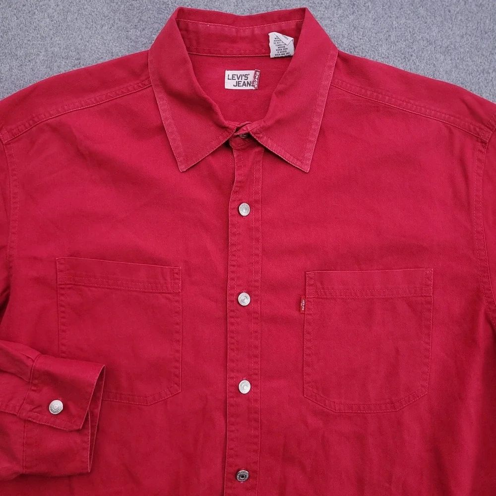 Levis Denim Shirt Mens Large Metal Button Up Red Tab Vintage 1990s
